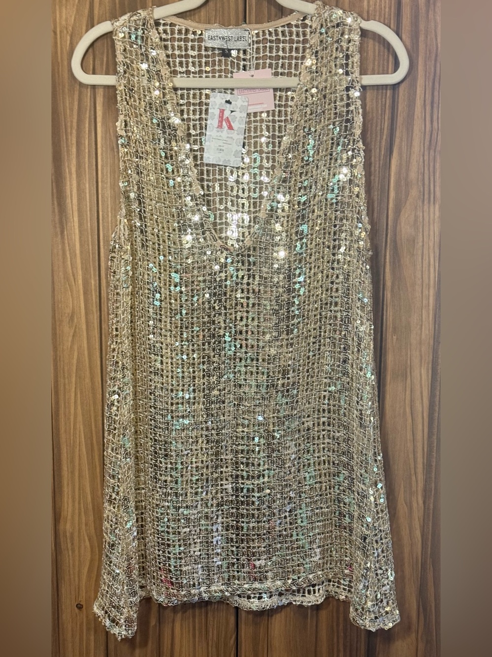 EastnWestLabel Palermo Sequin Dress Tunic Gold Square Mirror